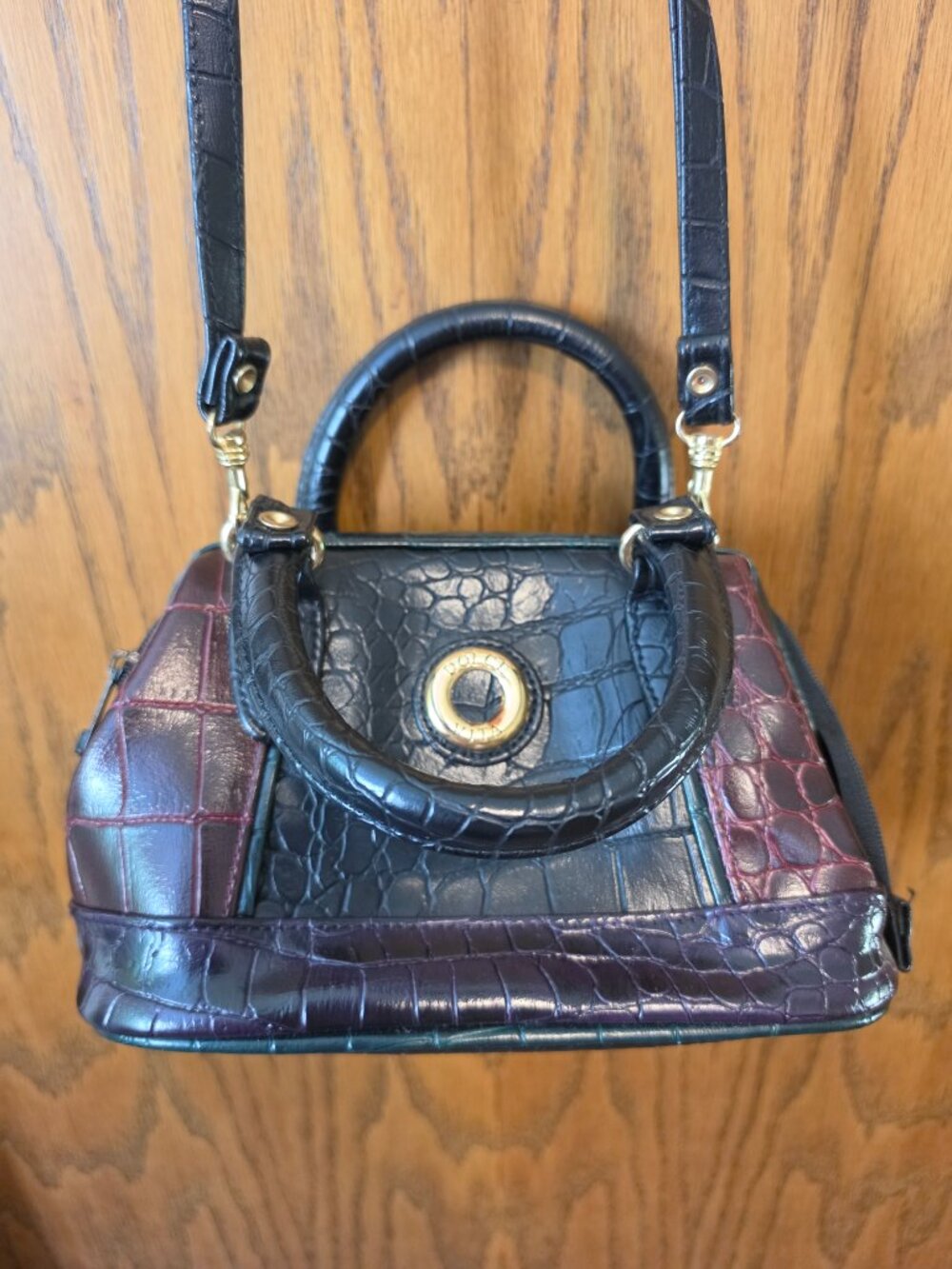 Vintage Dolce Vita Multi-Color Faux Croc Embossed Purse w/ Coin Pouch